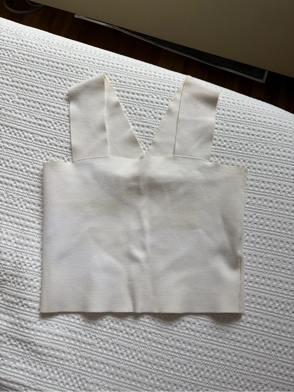 A.L.C. Cream V-Neck Wide Strap Crop Tank